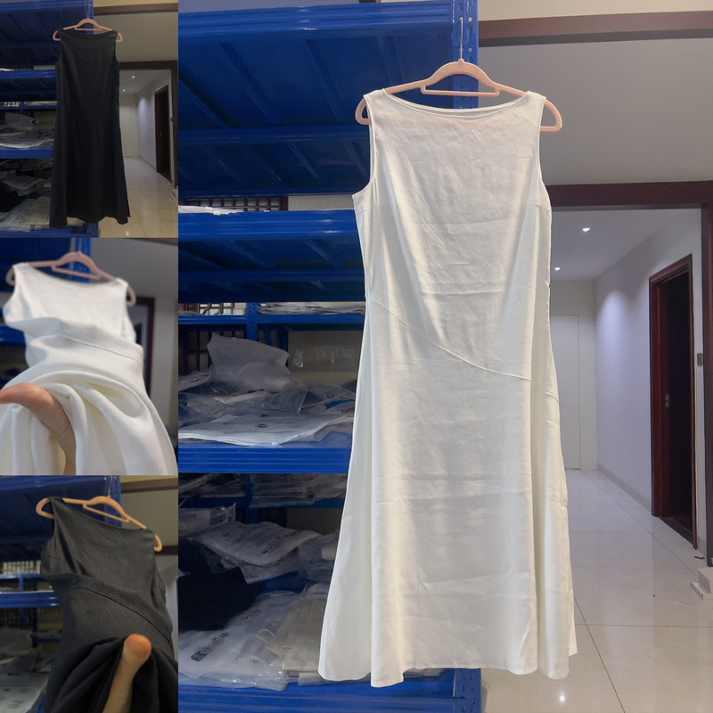 Tail! Light Luxury~ Women's Linen Boat Neck Sleeveless Dress~ Asymmetrical Cut Waist~ Slimming Mid-Length Dress with a Relaxed Old Money Style~ Tail! Light Luxury~ Women's Linen Boat Neck Sleeveless Dress~ Asymmetrical Cut Waist~ Slimming Mid-Length Dress with a Relaxed Old Money Style~