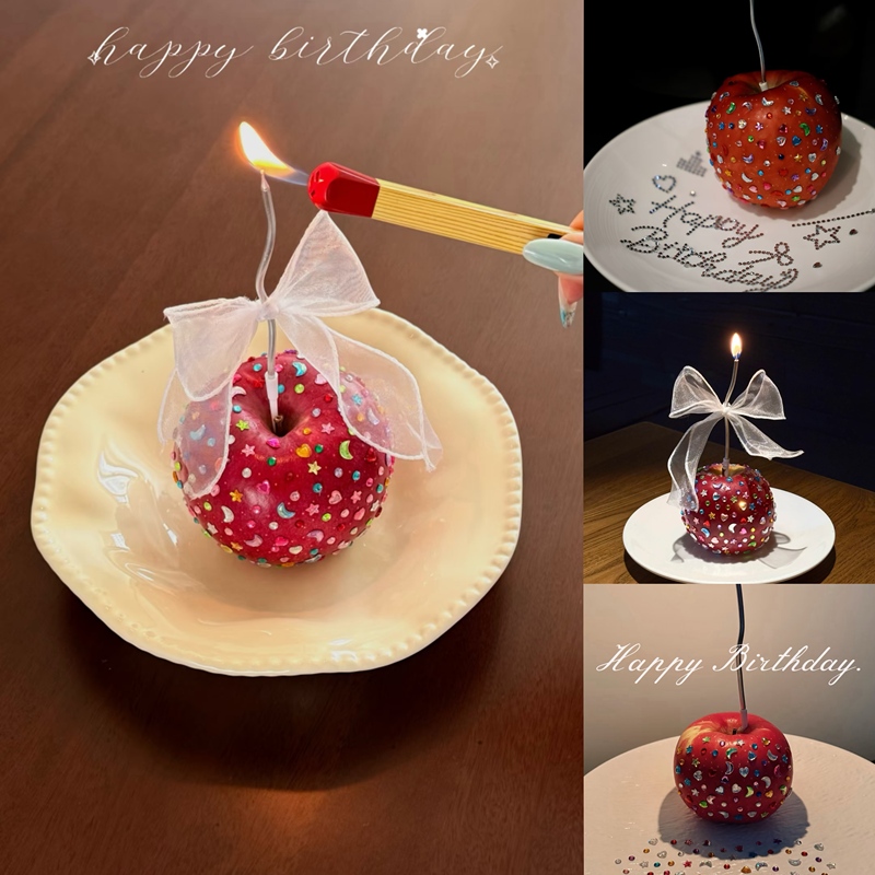 Birthday Ceremony for One Person, Apple Birthday Cake Decoration, DIY Star, Moon, Diamond Stickers, Photo Props Birthday Ceremony for One Person, Apple Birthday Cake Decoration, DIY Star, Moon, Diamond Stickers, Photo Props