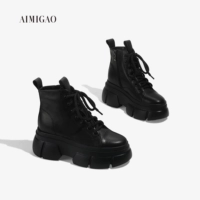爱米高 Martens, демисезонные кожаные комфортные короткие сапоги на платформе в английском стиле, коллекция 2021, из натуральной кожи