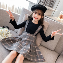 Girls  suit autumn 2020 new Western style autumn net red childrens childrens clothing plaid fashionable girl two-piece tide