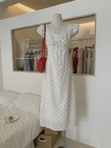 (Y JIA) Hideaway girl lace splicing polka dot cherry waist dress 9172#