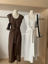 (WGWE) French U-neck waist summer temperament dress 8984# LKZ