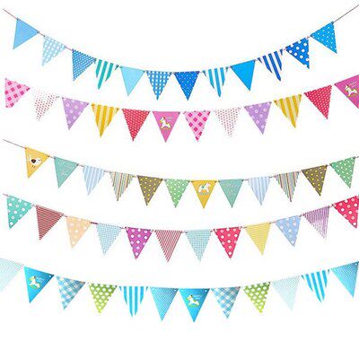 Birthday Party Flag Triangle Flag Decorated Sixth One Children's Festival to Prepare Flag Wedding Kindergarten