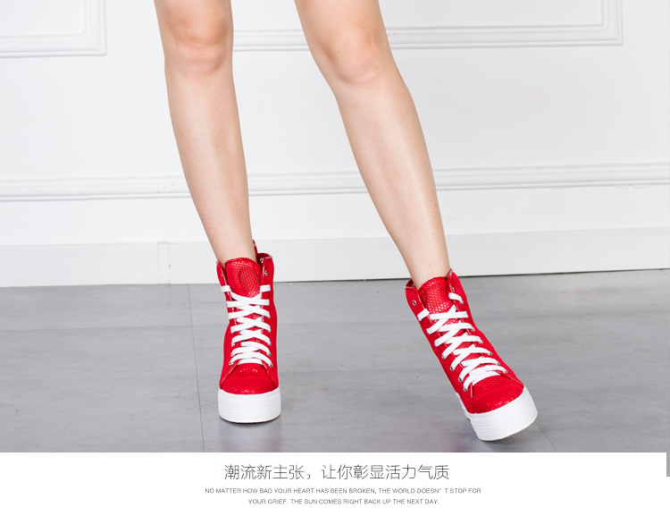 Tăng giày của phụ nữ 12 cm mùa hè 2018 mới rỗng lưới giày dốc mỏng với kích thước nhỏ cao để giúp giày thường