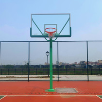 Square tube outdoor single-arm fixed tempered glass basketball frame Park outdoor non-movable buried basketball stand