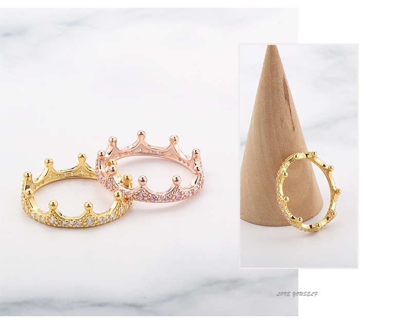 Nóng sterling bạc 925 thời trang khí chất phong cách retro tòa án của phụ nữ nhẫn quý phái thanh lịch vương miện để gửi quà tặng - Nhẫn nhẫn bạch kim