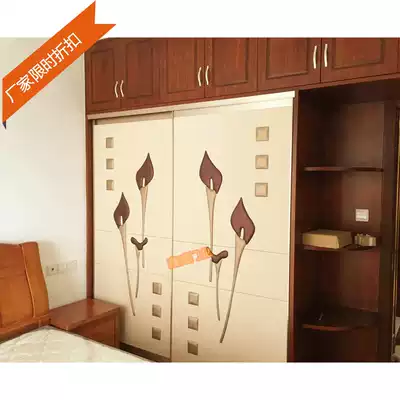 Special offer explosion-proof high-end 3D soft bag hard bag embossed wardrobe sliding door UV color printing integral board sliding door high-quality door