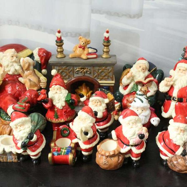 Foreign Trade Rural Hand-Painted Ceramic Santa Claus Fireplace Ornaments Holiday Decorations Christmas Scene Decoration Gifts