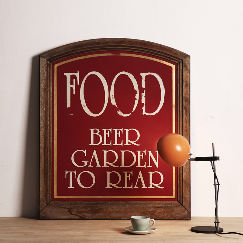 British Produce 40s Antique Hotel Billboard Vintage Large Wooden Medieval Hang Painting Retro Wall Design