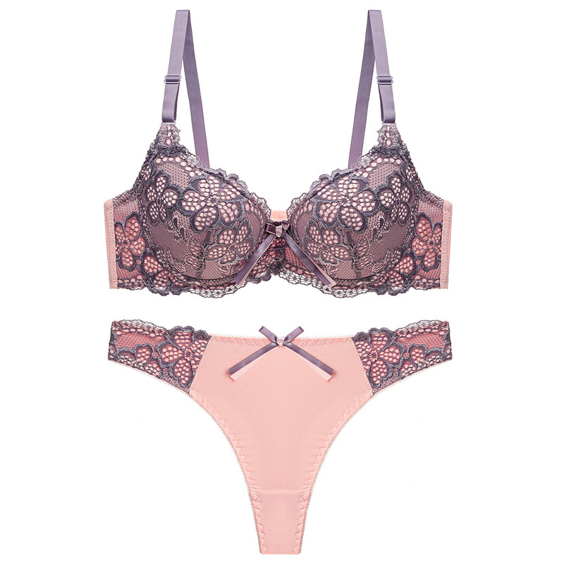 Cross-Border European and American Sexy Lingerie Push-Up Lace Bra Adjustable Thick and Thin Bra and Panties Triangle Set Amazon Cross-Border European and American Sexy Lingerie Push-Up Lace Bra Adjustable Thick and Thin Bra and Panties Triangle Set Amazon