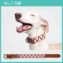 Dog Item Circle WALKaHOLIC Name Stream Pets Thickened Cow Leather Import Weaving Adjustable Small And Medium Dog