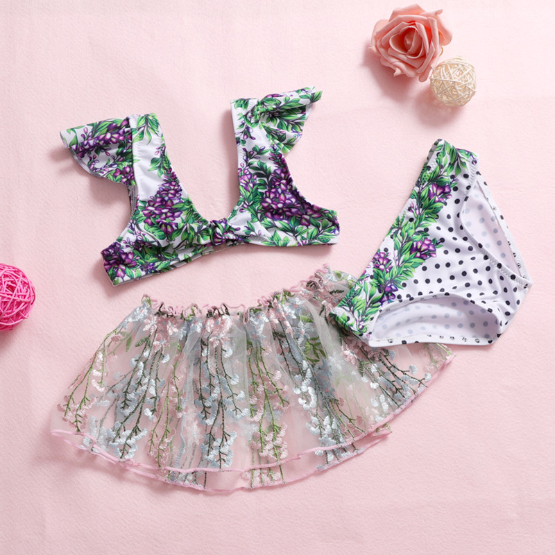 Japanese Soft Girl Wind Children's Swimsuit ins Moe Wa Bikini, Big Child Baby Student Girl catwalk swimsuit