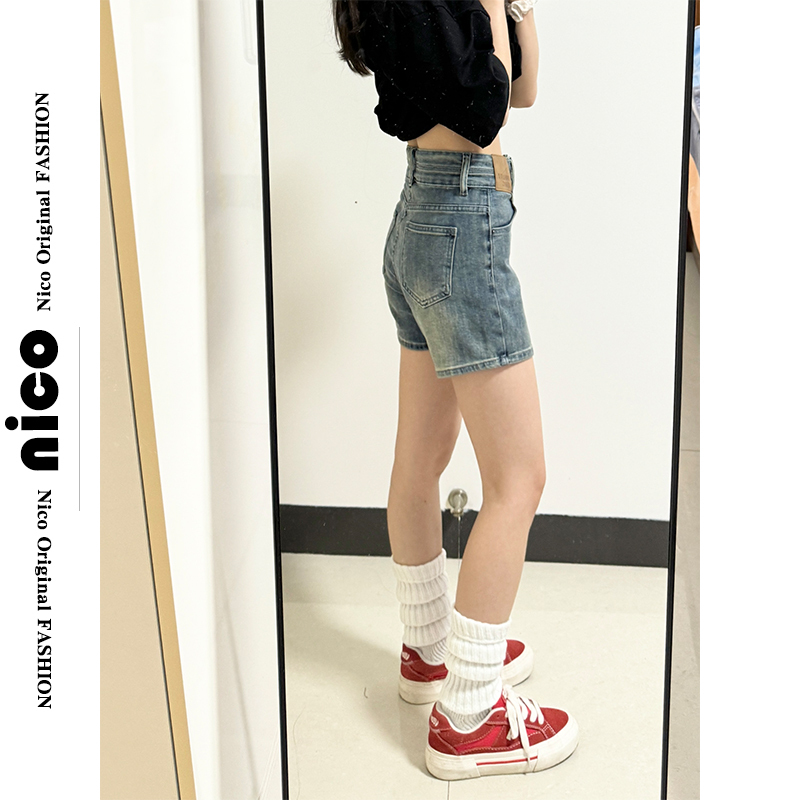 Retro Denim Shorts for Women, New Summer Style, Stretchy American Style Hot Girl Shorts for Petite Pear-Shaped Figures, A-Line Hot Shorts Retro Denim Shorts for Women, New Summer Style, Stretchy American Style Hot Girl Shorts for Petite Pear-Shaped Figures, A-Line Hot Shorts