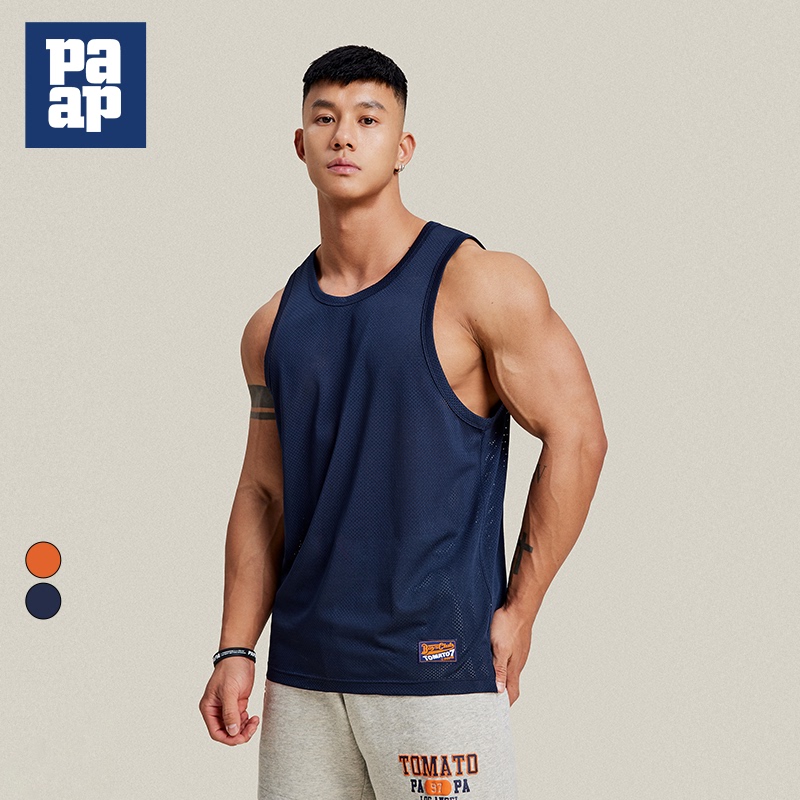 Tomatopapa American-Style Vest for Men with 3D Rainbow Embroidery Pattern, Sports Fitness Tank Top, Breathable Men's Top
