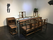 New Chinese solid wood tea table and chair paint-free black walnut table and chair combination old elm tea table table tea furniture