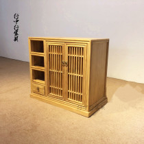 New Chinese old elm burning cabinet Meal black walnut meditation cabinet solid wood-free tea cabinet furniture