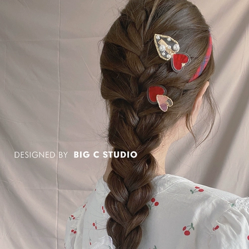 Элегантная красная заколка для волос из жемчуга, универсальный аксессуар для волос