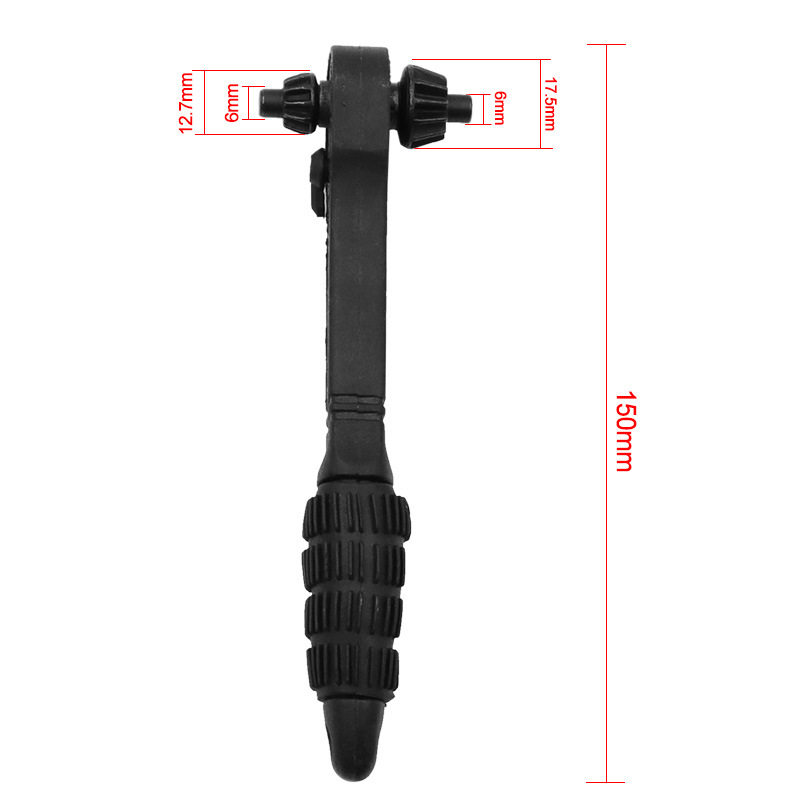 Two-in-one drill chuck key wrench black fast ratchet wrench two-headed dual-use wrench hardened