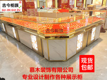 Jewelry display counter Gold display cabinet corner jade silver jewelry stainless steel glass cabinet transformer LED light strip