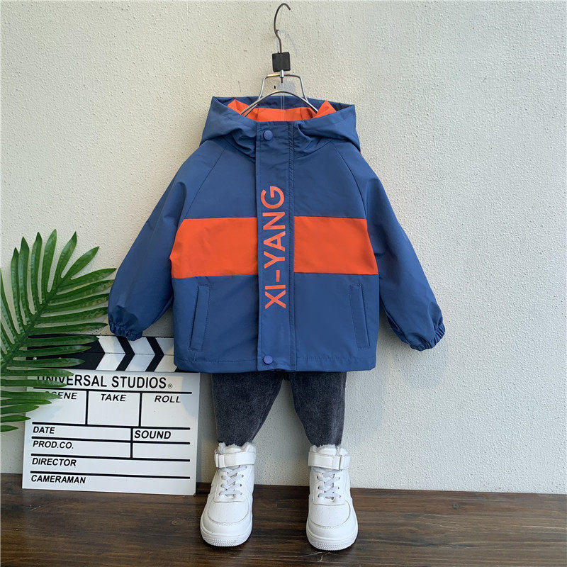Boys jacket autumn 2022 new Western style children's plus velvet thick autumn and winter jacket baby charge clothes