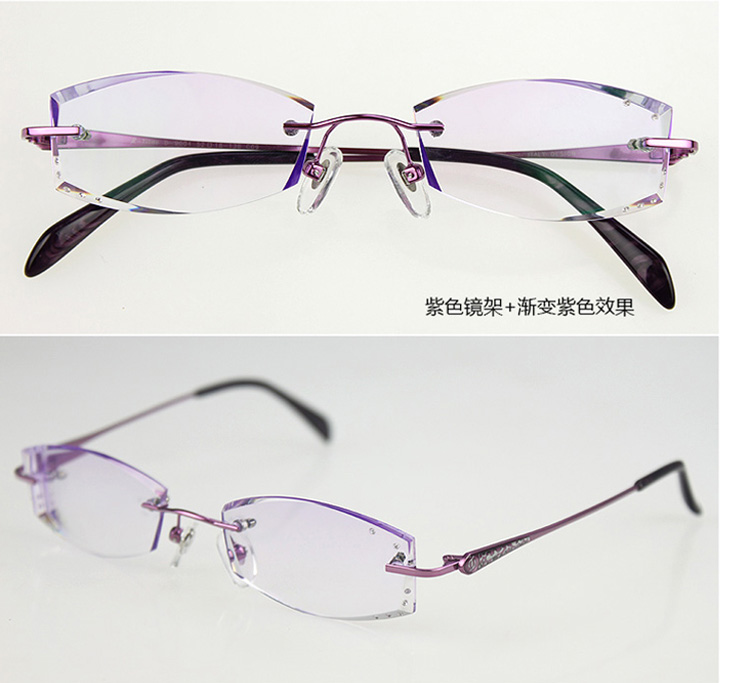 Kính cắt kim cương với khung kim cương không khung cận thị Khung kính màu gần bằng kính Optic F104 mắt kính nữ