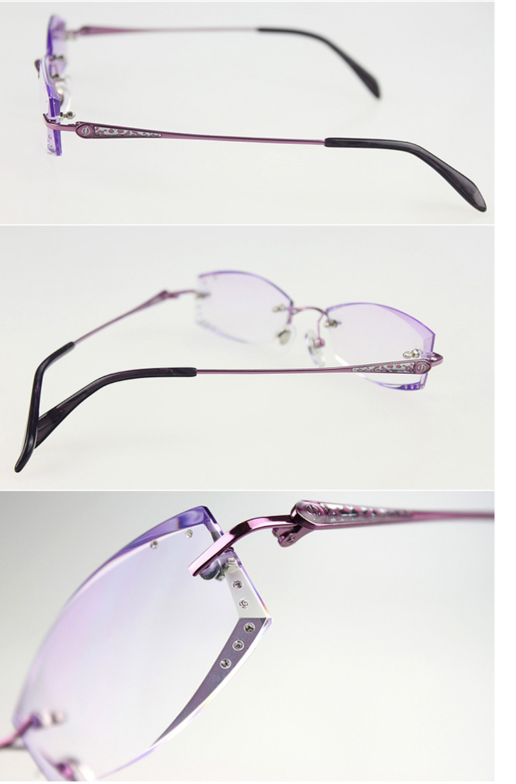 Kính cắt kim cương với khung kim cương không khung cận thị Khung kính màu gần bằng kính Optic F104 mắt kính nữ