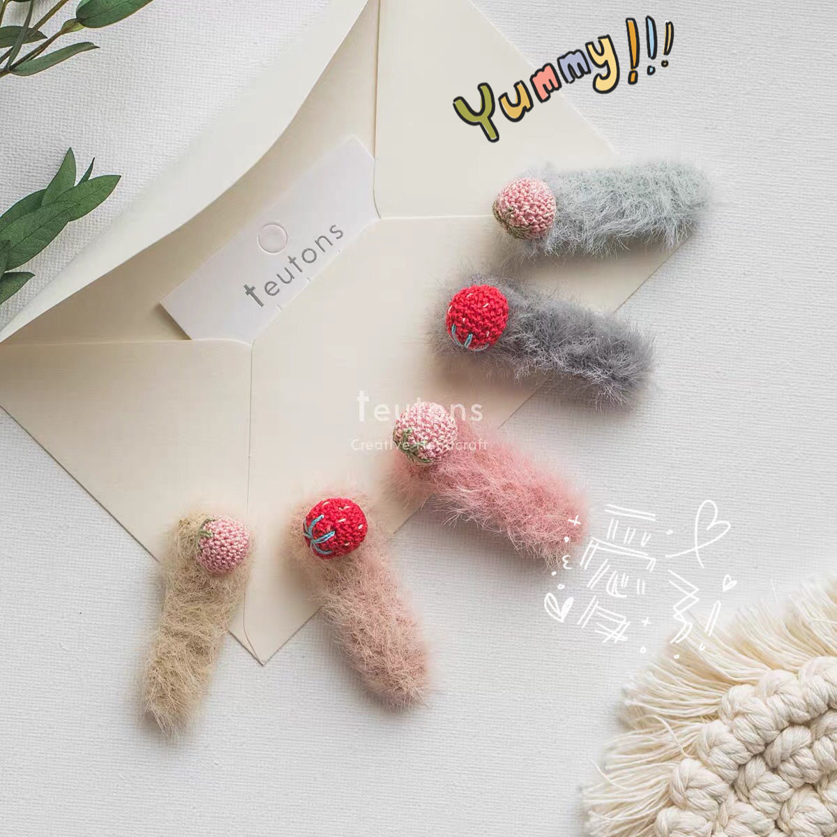 Strawberry plush bb hairpin export original single hand-made original high-quality ins home handmade children's hair accessories
