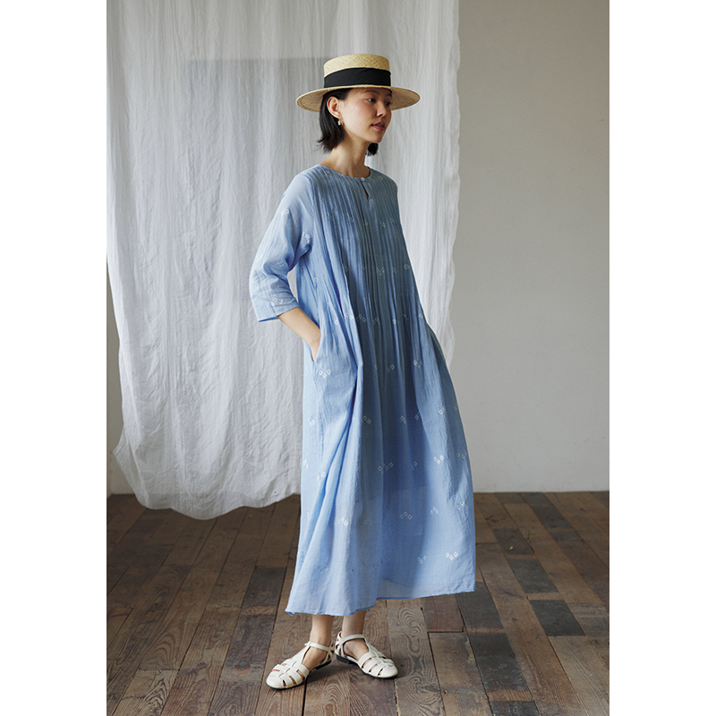 【Throw Cloth as Clothing Zbwy】Summer Indian Pure Cotton Hand-Woven Jamdani Embroidered Loose Dress, Multiple Colors