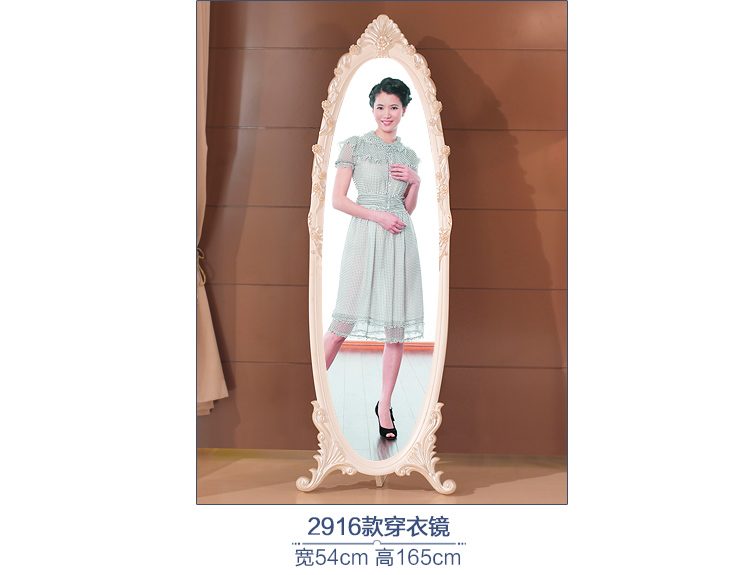 Gương phù hợp châu Âu phòng ngủ ba chiều lớn gương gương sàn cơ thể di chuyển gỗ xoay công chúa trang điểm gương - Gương gương soi toàn thân có đèn