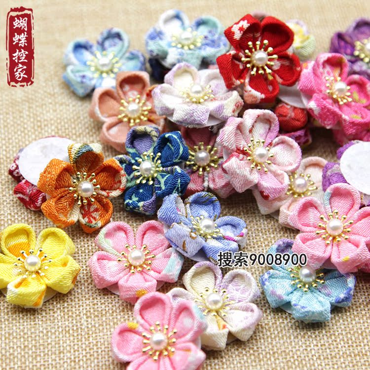 diy and wind hair ornament material fine work flower material design color crepe plum blossom cherry blossom single flower and wind flower flower semi-finished product