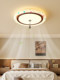 Song-Style Aesthetic Living Room Walnut-Colored Chandelier, Vintage French-Style Printed Fabric Lighting for Bedroom and Dining Room, Whole House Lighting Fixtures