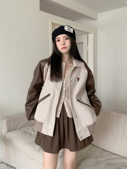 American retro baseball uniform jacket for women 2025 new autumn design niche loose little top