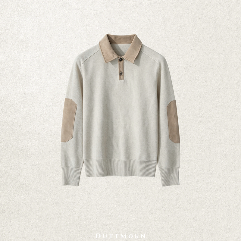 Duttmokn【100% Xinao Cashmere】Bc Style with South African Imported Lambskin Polo Collar Sweater