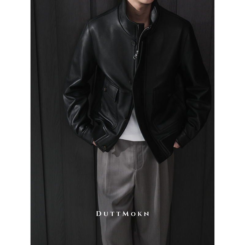 Duttmokn【Imported from Turkey, Small Lamb Leather】Soft and Supple Leather with No Coating, Multi-Pocket Riri Zippered Leather Jacket Duttmokn【Imported from Turkey, Small Lamb Leather】Soft and Supple Leather with No Coating, Multi-Pocket Riri Zippered Leather Jacket