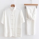 Trung Quốc Gió Tang nam mùa hè ngắn tay Linen Suit Trung niên Dad Dresschinese kiểu Trung Quốc Trung Quốc ăn mặc Gushi Zen