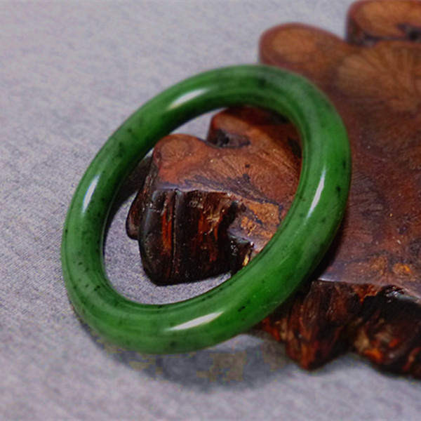 Xinjiang and Tian Yuseed material mountain material level old fine material Biu jade bracelet spinach spinach green round bar bracelet S4