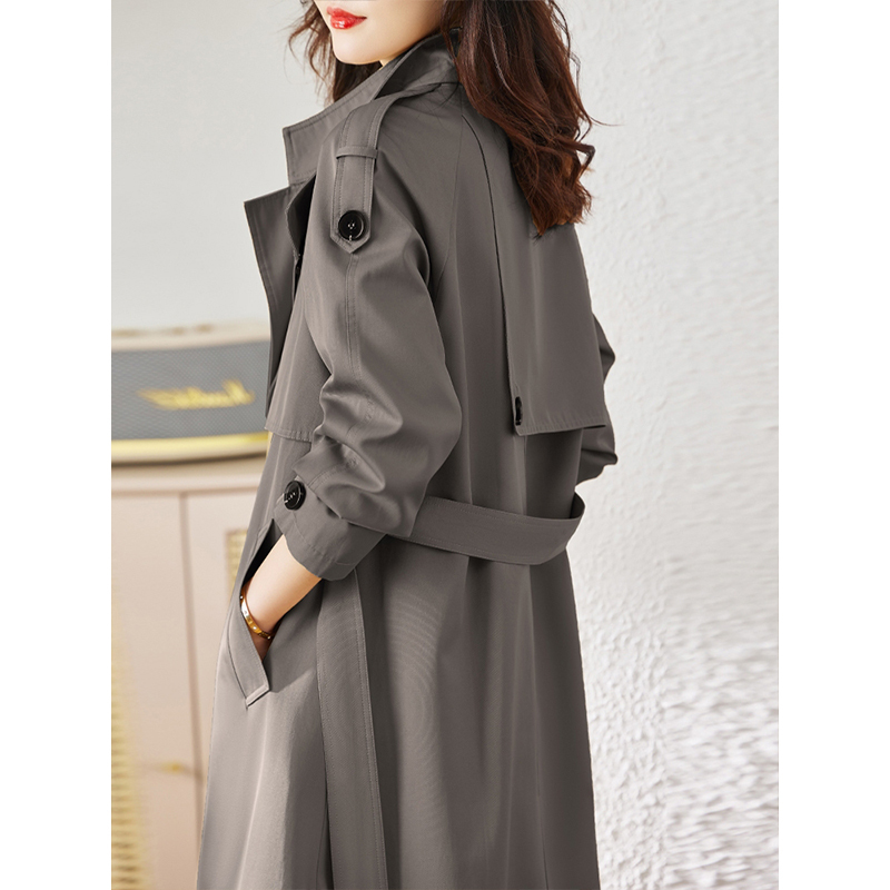 2026 New Plus-Size Women's Trench Coat, Mid-Length Jacket for Spring and Autumn, Petite British Style, Casual Long Coat for Chubby Women
