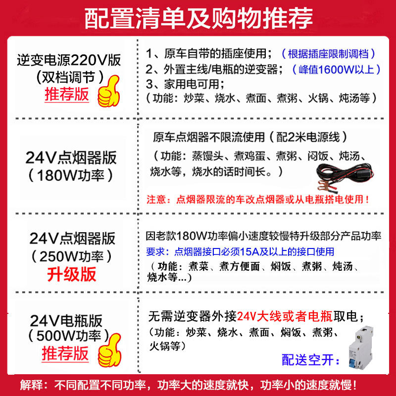 Ouzhibao 24V Car Electric Cooking Pot, Multifunctional Electric Cooker for Trucks, Suitable for Stir-Frying, Cooking Noodles, Steaming, and All-In-One Rice Cooker L