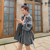  MAJE KARA spring and autumn 2021 new womens windbreaker mid-length small blazer skirt two-piece set