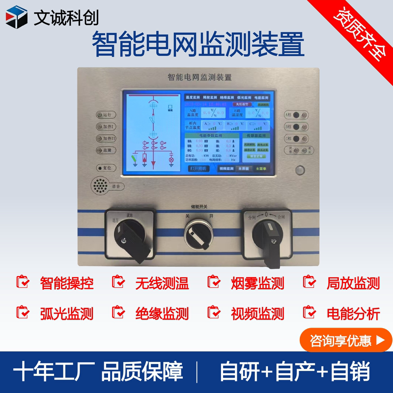 Smart Grid Online Monitoring Device for Temperature Measurement, Insulation, Dielectric Breakdown, Arc, Power Quality, Video, and Smoke Detection