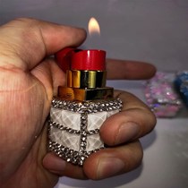 Diamond Crystal gemstone inflatable lighter Lady small portable lipstick rhinestone cute lighter