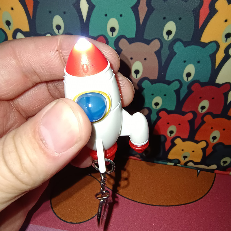Rocket Creative Product Simulation Led Shenzhou 7 Sound and Light Keychain Pendant Small Toy Gift