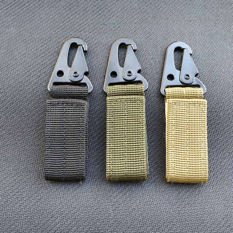 Waist-Mounted Metal Eagle-Beak Keychain 10.5*2.5cm Outdoor Nylon Webbing Buckle Canvas Velcro Pendant with Loop