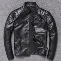 New leak special price heavy head layer cowhide leather leather leather mens locomotive suit stand collar youth spring and autumn leather jacket