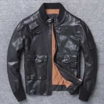 Tanned sheep skin fur coat youth Korean baseball clothes repair flying suit single locomotive leather jacket man