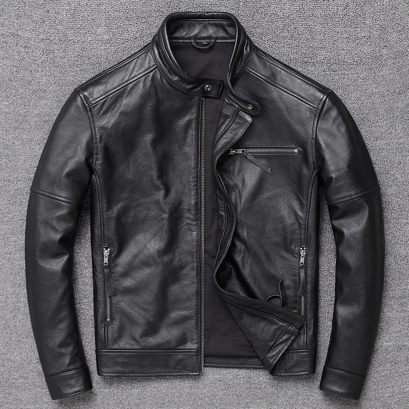 Pick Up Leak Head Layer Cow Leather Leather Leather Clothing Male Style Short jacket Leather Big Size Yard locomotive casual jacket Single coat