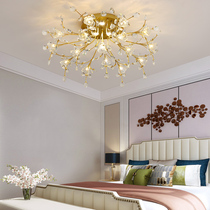 2021 new bedroom lamp Girl Flower luxury high-end warm romantic wedding room master bedroom crystal ceiling lamp