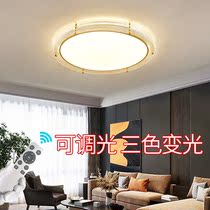 Light luxury living room ceiling light intelligent remote control all copper Nordic round ultra-thin dust-proof eye aisle master bedroom light