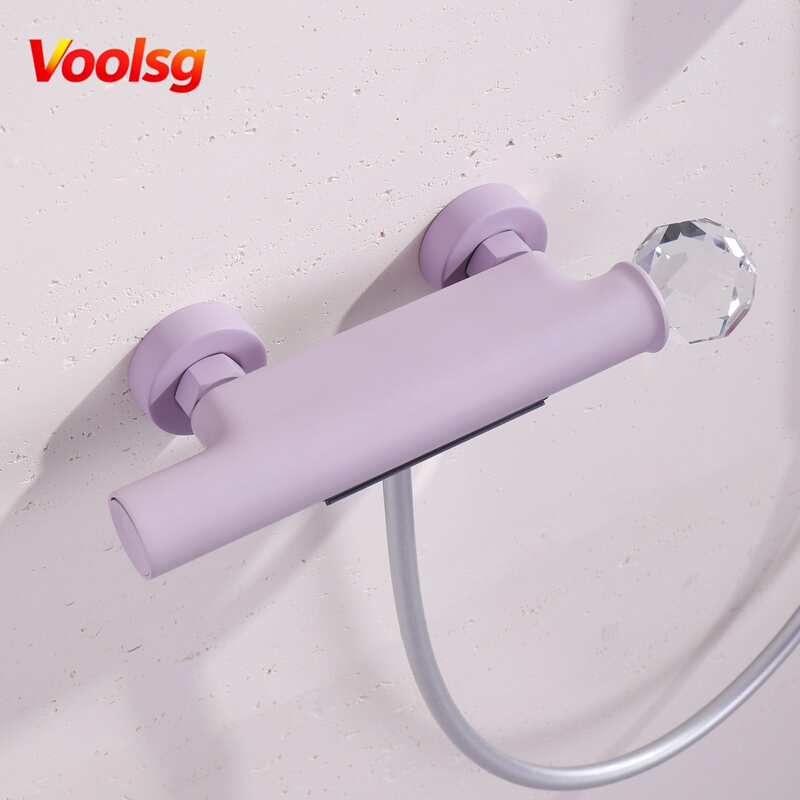 Purple High-Flow Waterfall Bathtub Faucet Bathroom Wall-Mounted Split Shower Head Without Top Spray Simple Shower Set