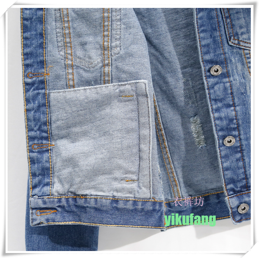 2018 mùa xuân mới lỗ denim áo khoác nữ dài tay Hàn Quốc phiên bản của phần ngắn Slim là mỏng hoang dã mặc quần áo denim áo parka nữ